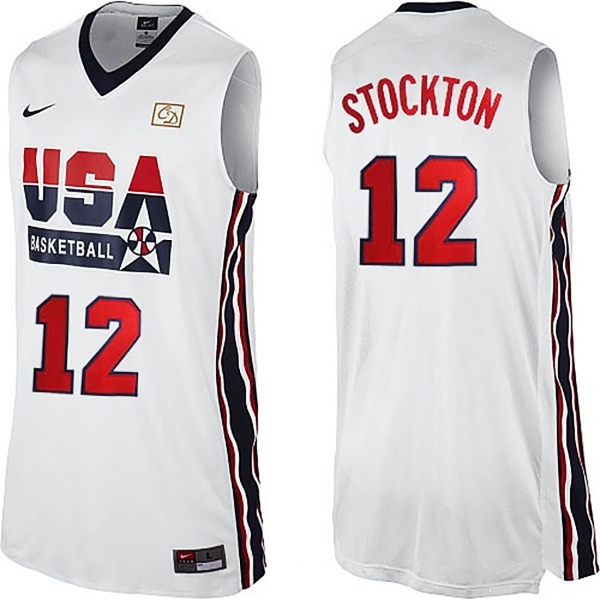 USA Team #12 John Stockton FIBA Basketball World Cup Jersey