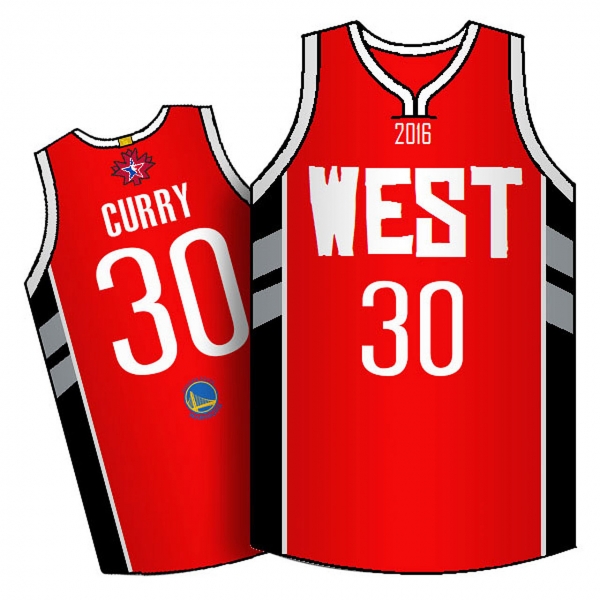 2016 NBA Toronto All-Star Western Stephen Curry Red Jersey