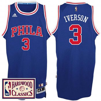 76ers Hardwood Classics Throwback Royal Jersey Allen Iverson