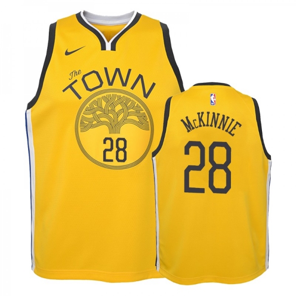 Youth Golden State Warriors #28 Alfonzo McKinnie Earned Jersey