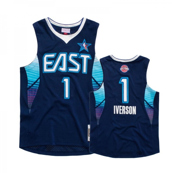 Pistons Allen Iverson All-Star Image Jersey - Navy