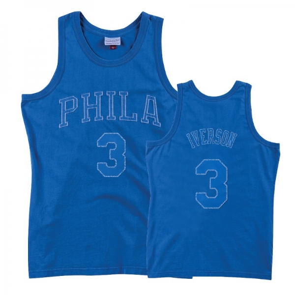 76ers Allen Iverson Men's Royal Washed Out Jersey