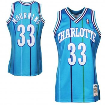 Charlotte Hornets #33 Alonzo Mourning Hardwood Classics Jersey