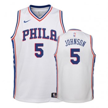 Youth Philadelphia 76ers Amir Johnson #5 White Association Jersey