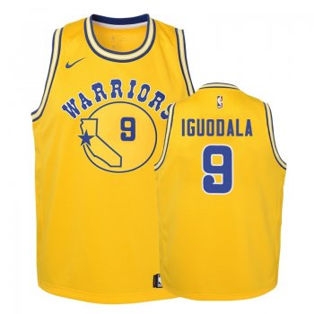 Youth Golden State Warriors Andre Iguodala #9 Gold 2018-19 Hardwood Classics Jersey