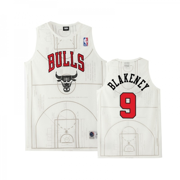 Chicago Bulls Antonio Blakeney #9 White Basketball Court Collection Jersey