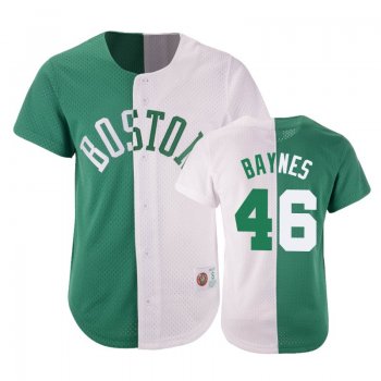 Boston Celtics Aron Baynes #46 Green White Split Mesh Button Jersey