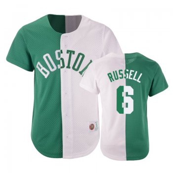 Boston Celtics #6 Bill Russell Split Mesh Button Jersey