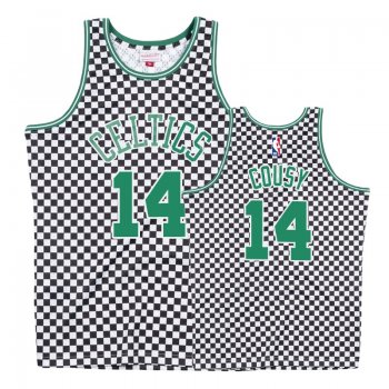 Boston Celtics #14 Bob Cousy Checkerboard Jersey