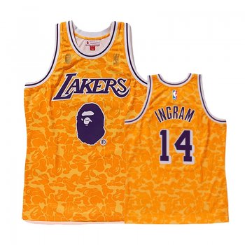 Los Angeles Lakers Brandon Ingram #14 Yellow Bape Camo Jersey