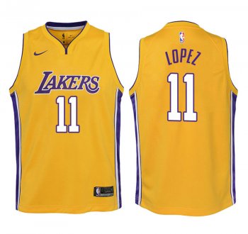 Youth Los Angeles Lakers Brook Lopez #11 Yellow 2017-18 Icon Jersey