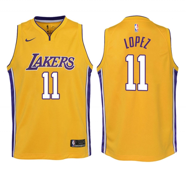 Youth Los Angeles Lakers Brook Lopez #11 Yellow 2017-18 Icon Jersey