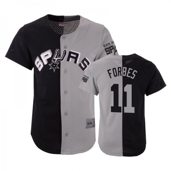 San Antonio Spurs #11 Bryn Forbes Split Mesh Button Jersey