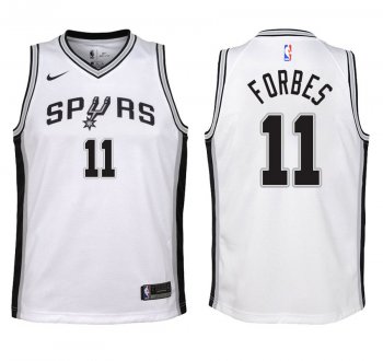 Youth San Antonio Spurs Bryn Forbes #11 White 2017-18 Association Jersey