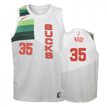 Youth Milwaukee Bucks Christian Wood #35 White 2018-19 Earned Jersey