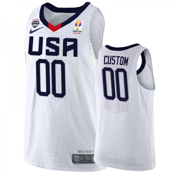 USA Custom 2019 FIBA Basketball World Cup White Men's Jersey