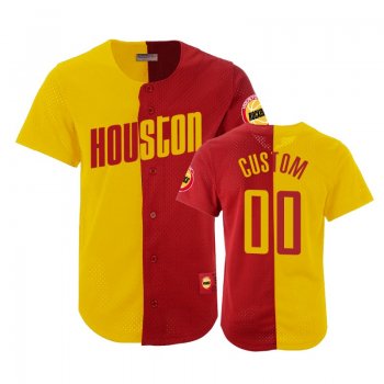 Houston Rockets #00 Custom Split Mesh Button Jersey