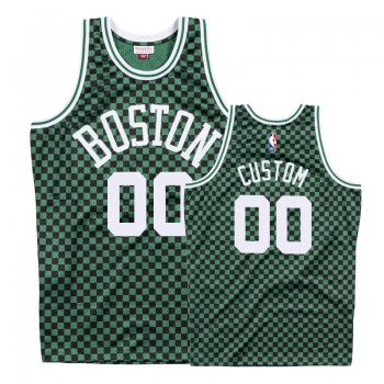 Boston Celtics Custom #00 Green Checkerboard Jersey