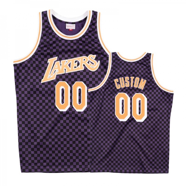 Los Angeles Lakers #00 Custom Checkerboard Jersey