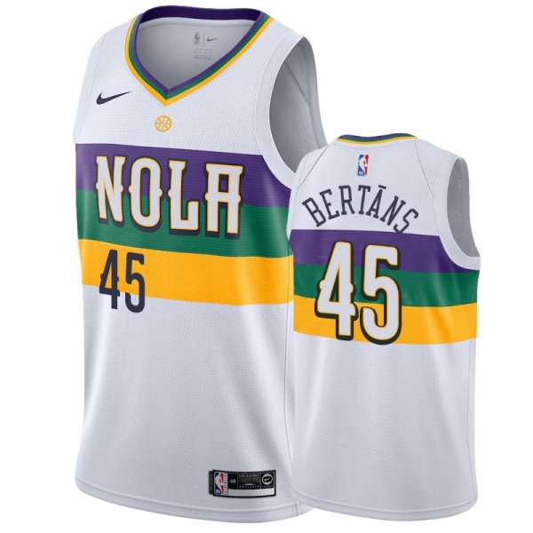 New Orleans Pelicans Dairis Bertans #45 White 2018-19 City Jersey