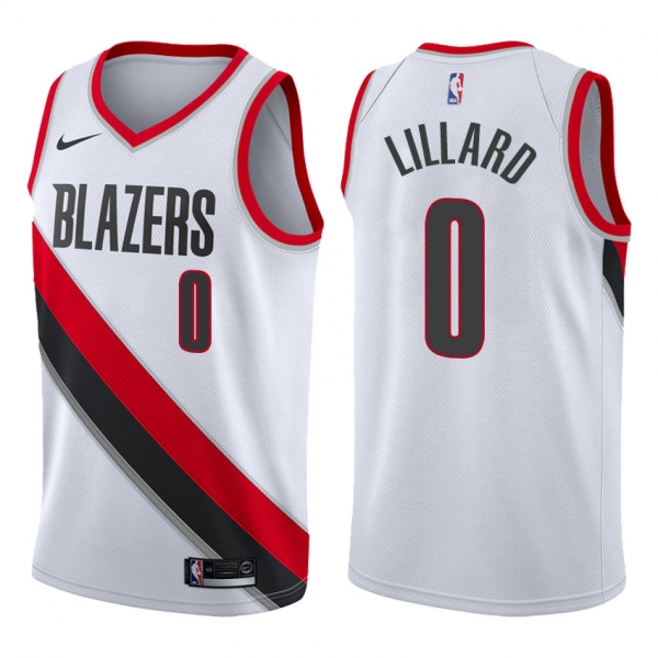 Portland Trail Blazers Damian Lillard #0 White 2017-18 Association Jersey