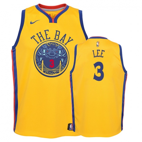 Youth Golden State Warriors Damion Lee #3 Gold City Edition Jersey