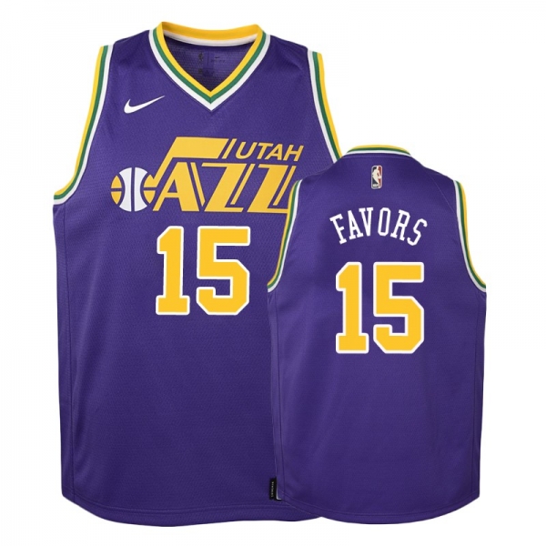 Youth Utah Jazz #15 Derrick Favors Hardwood Classics Jersey