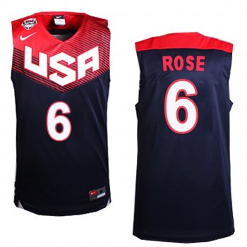 Derrick Rose 2014 Basketball World Cup Black #6 Jersey