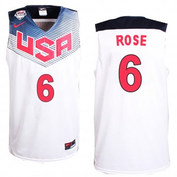 Derrick Rose 2014 Basketball World Cup White #6 Jersey