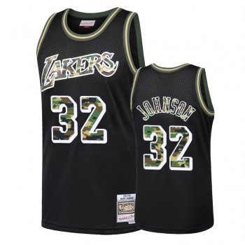 Los Angeles Lakers #32 Earvin Johnson Straight Fire Jersey