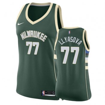 Women's Milwaukee Bucks Ersan llyasova #77 Green Icon Jersey