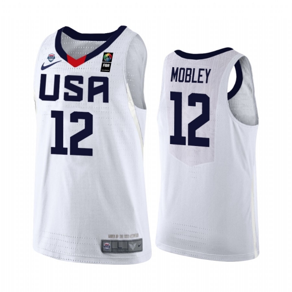 USA Team #12 Evan Mobley FIBA Basketball World Cup Jersey