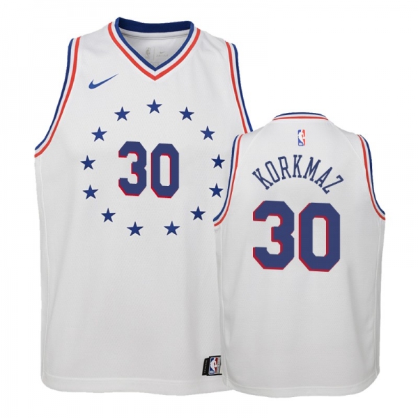 Youth Philadelphia 76ers #30 Furkan Korkmaz Earned Jersey