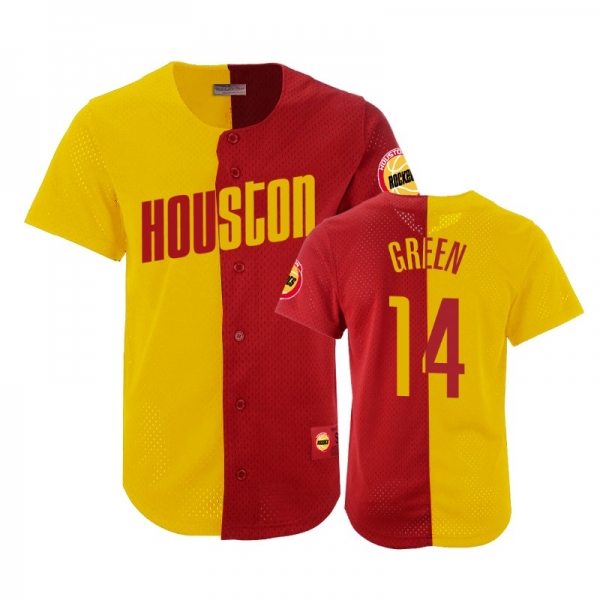 Houston Rockets #14 Gerald Green Split Mesh Button Jersey