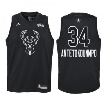 Youth 2018 All-Star Milwaukee Bucks Giannis Antetokounmpo #34 Black Jersey