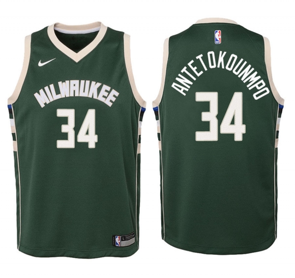 Youth Milwaukee Bucks #34 Giannis Antetokounmpo Icon Jersey