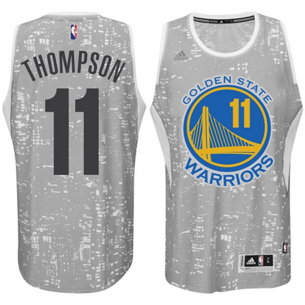 Golden State Warriors #11 Klay Thompson City Lights Gray Jersey