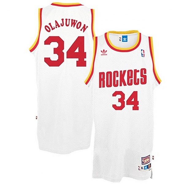 Hakeem Olajuwon Rockets #34 White HWC Throwback Jersey