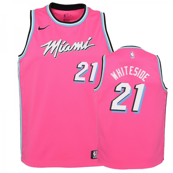 Youth Miami Heat Hassan Whiteside #21 Pink 2018-19 Earned Jersey