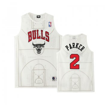 Chicago Bulls Jabari Parker #2 White Basketball Court Collection Jersey