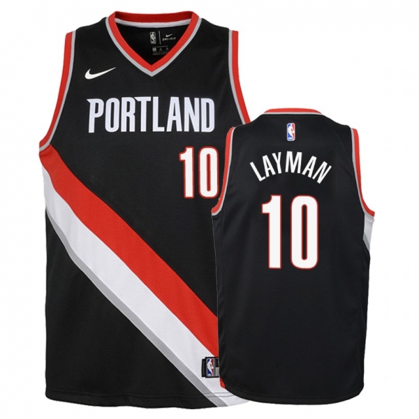 Youth Portland Trail Blazers Jake Layman #10 Black Icon Jersey