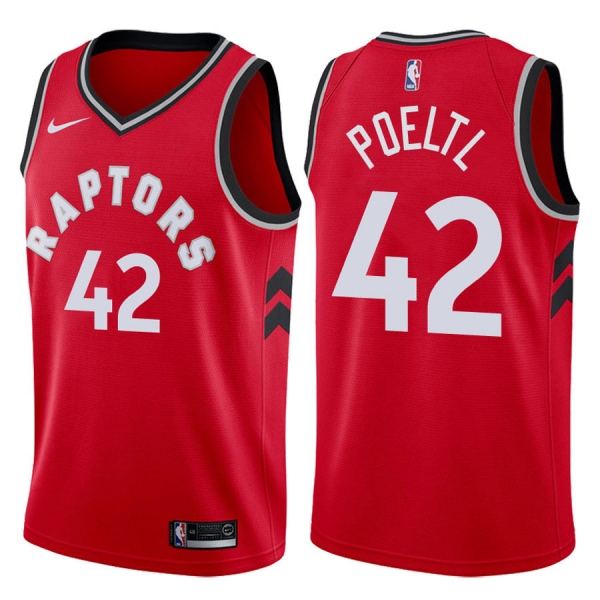 Toronto Raptors Jakob Poeltl #42 Red 2017-18 Icon Jersey