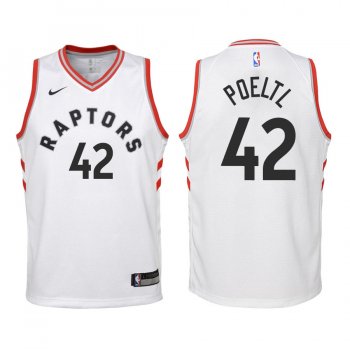 Youth Toronto Raptors Jakob Poeltl #42 White Association Edition Jersey