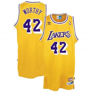 Los Angeles Lakers #42 James Worthy Hardwood Classics Jersey