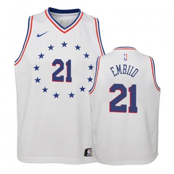 Youth Philadelphia 76ers #21 Joel Embiid Earned Jersey