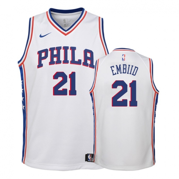 Youth Philadelphia 76ers Joel Embiid #21 White Association Jersey