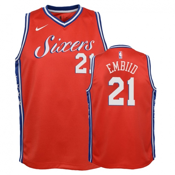 Youth Philadelphia 76ers Joel Embiid #21 Red Statement Edition Jersey