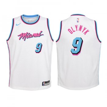 Youth Miami Heat Kelly Olynyk #9 White City Edition Jersey