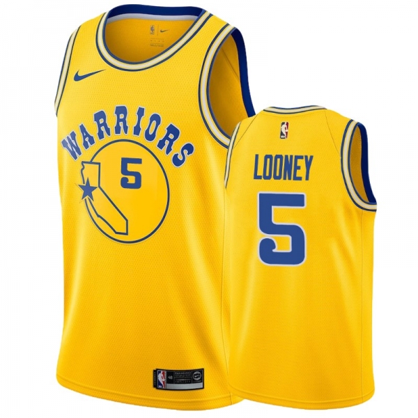 Golden State Warriors Kevon Looney #5 Gold Hardwood Classics Throwback Jersey