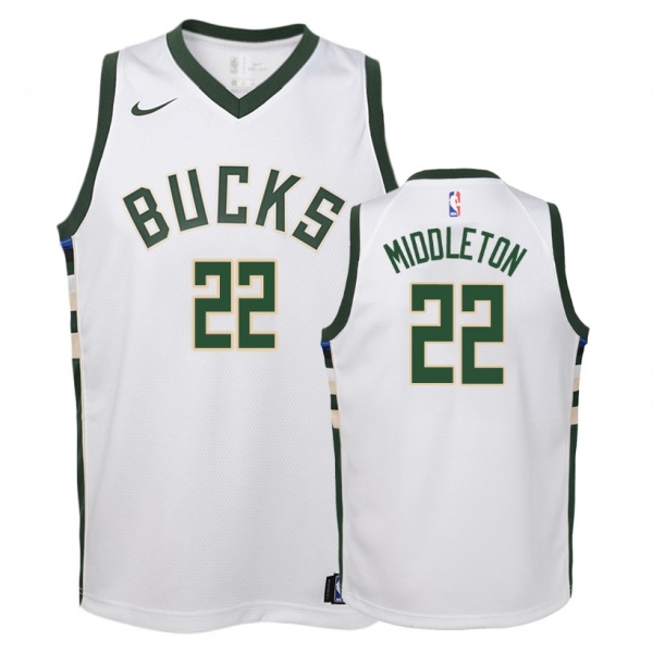 Youth Milwaukee Bucks Khris Middleton #22 White Association Jersey